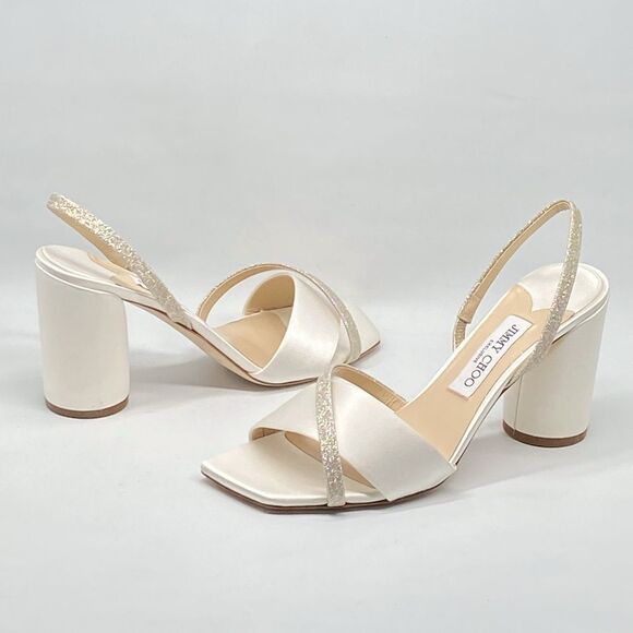 Jimmy Choo Plum Satin & Glitter Slingback Sandals size 39.5 - Picture 10 of 13